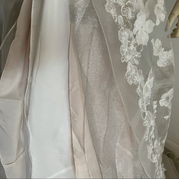 COPY - Oleg Cassini sleeveless beaded floral trumpet wedding gown with low back - Picture 10 of 17